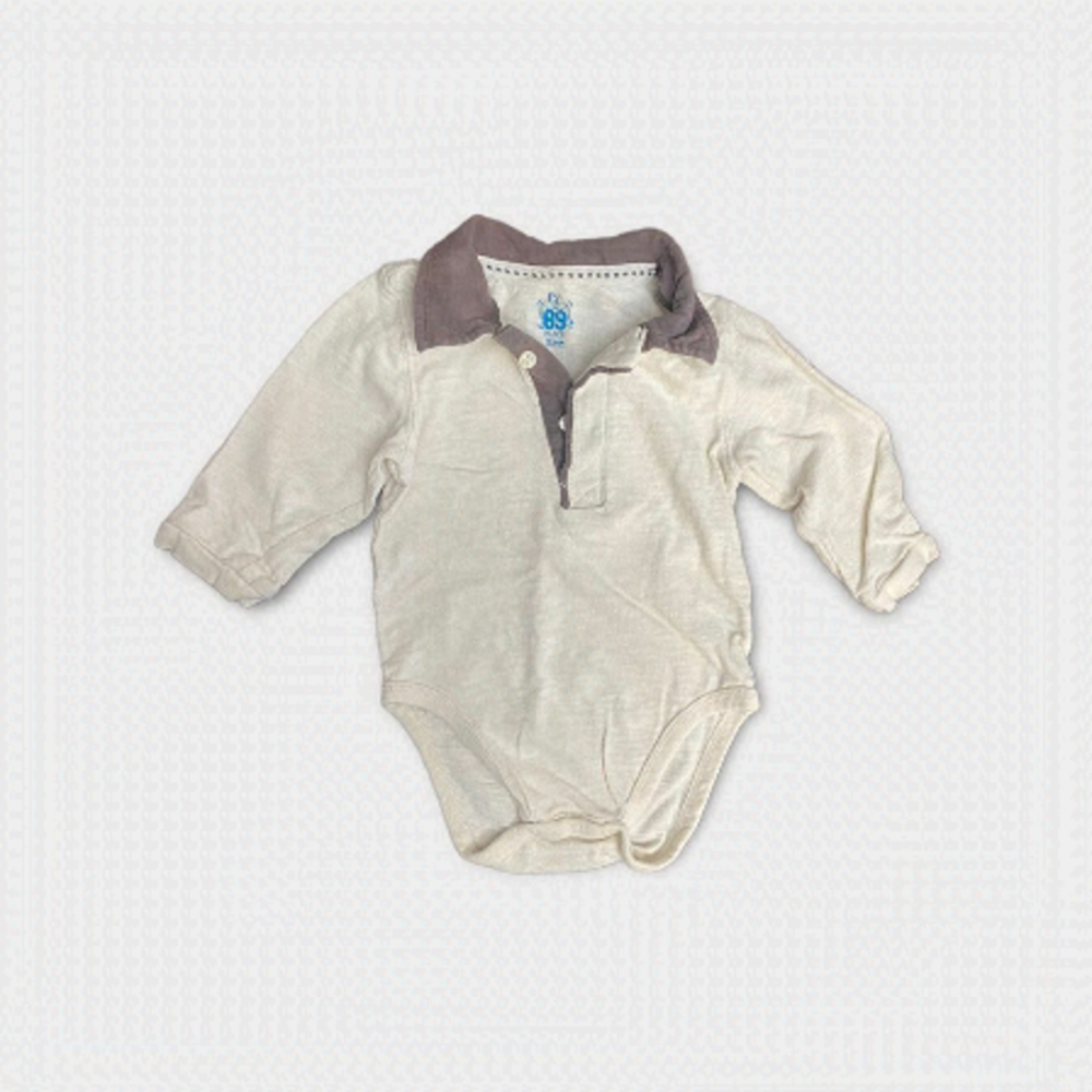 𝅺THE CHILDREN'S PLACE | 3/$15 Baby Boy White Polo Long Sleeve Diaper Shirt